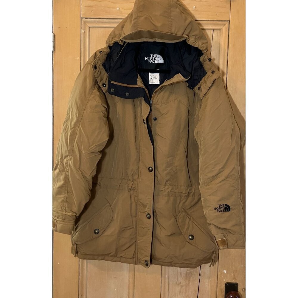 The North Face Men Vintage 90s Goose Down Hooded Parka Jacket Large Brown FA EXC